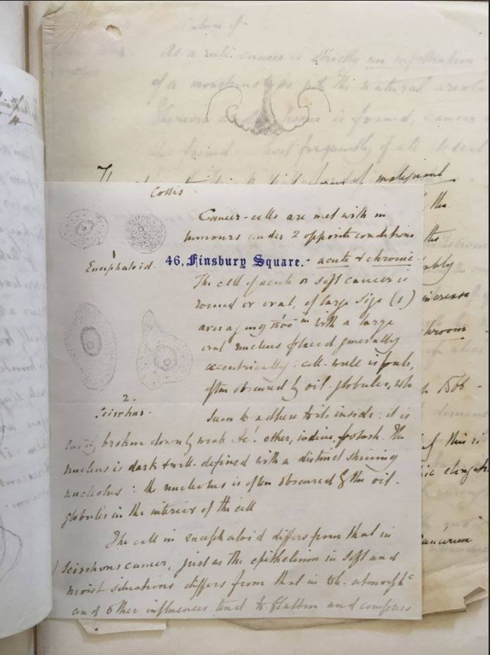 Robert Barnes' notebook on cancers in women, 1859. A look at the inside. Loaned from the Royal College of Obstetricians and Gynaecologists.