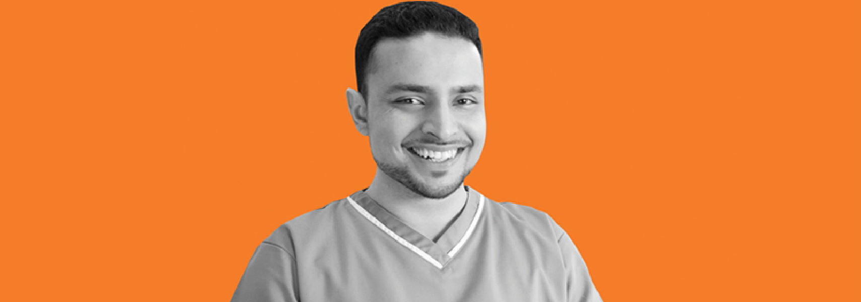 male nurse orange background