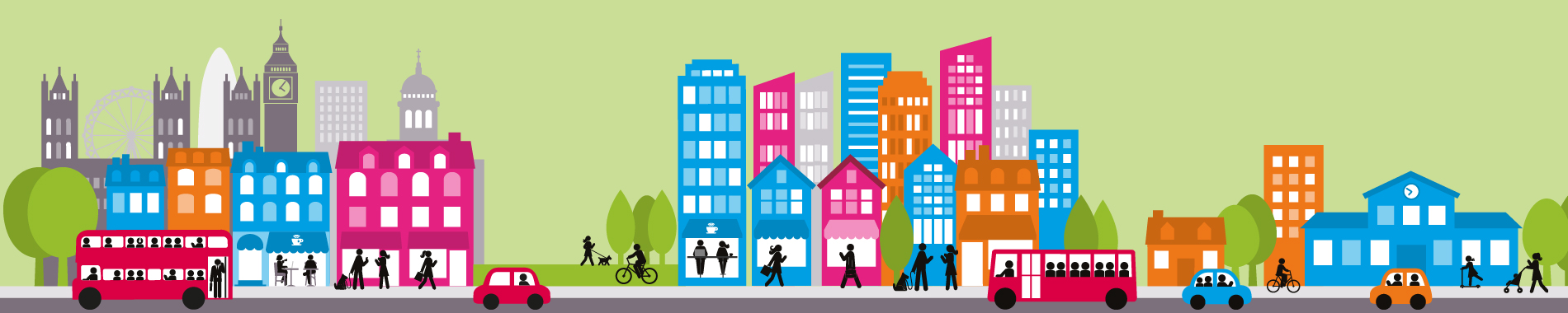 Cost of Living report Animated images of Transport, housing and Westminster