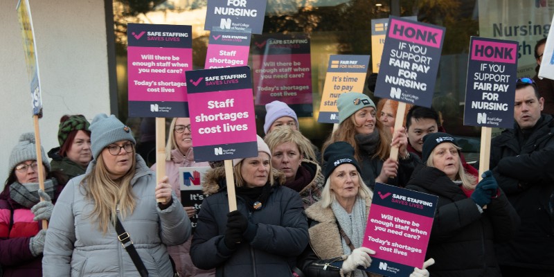 University Hospital of Wales picket line