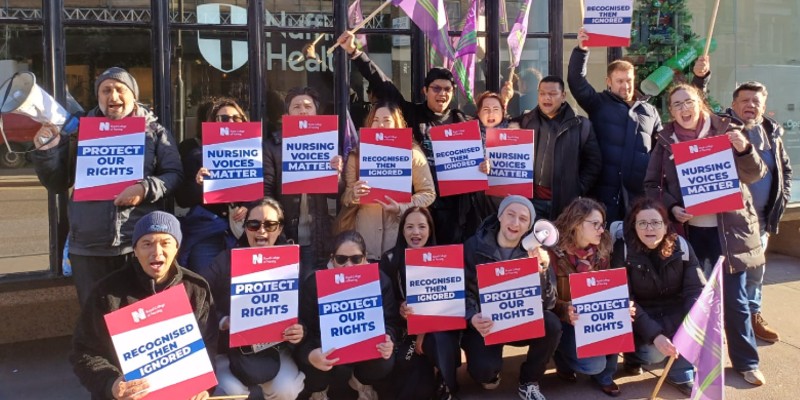 RCN London members protesting outside Nuffield Health HQ