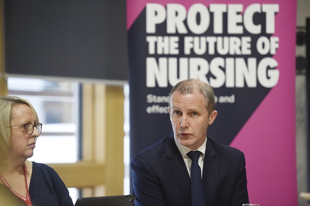 Cabinet Secretary Michael Matheson and Julie Lamberth, RCN Scotland Board Chair at RCN Scotland's nursing workforce roundtable