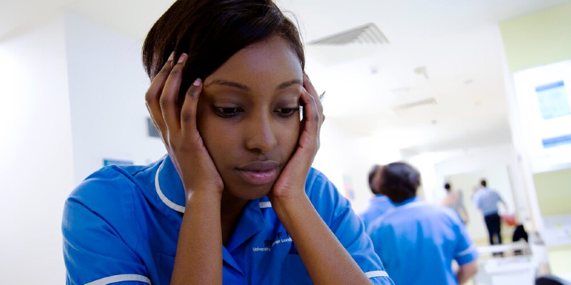 Nurse looking worried