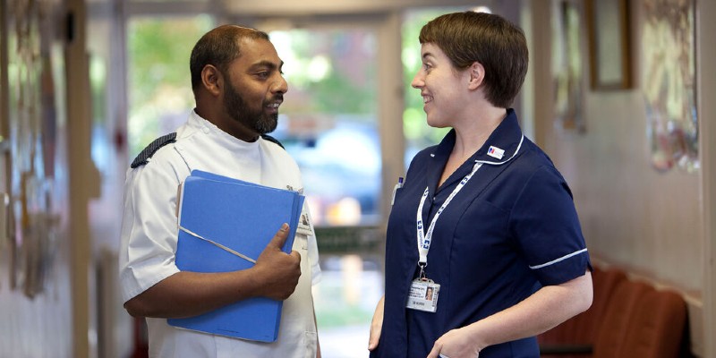 Nursing staff having a conversation at work