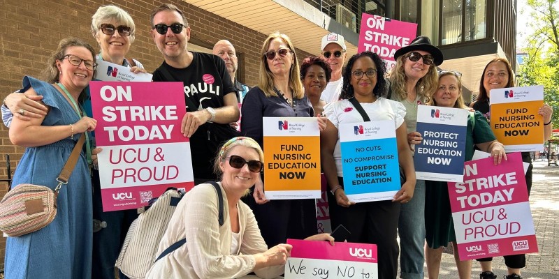 RCN members at colleagues at the protest on 22 June