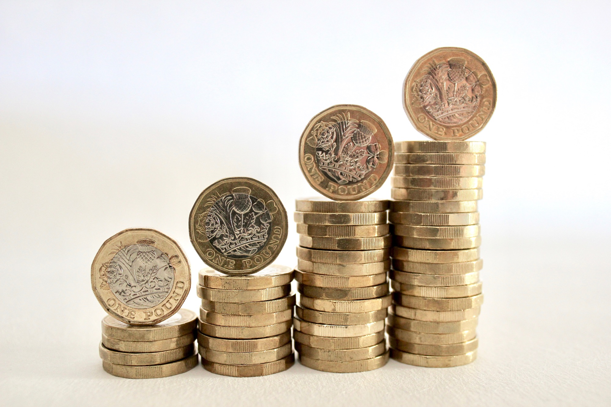 pound coins forming steps