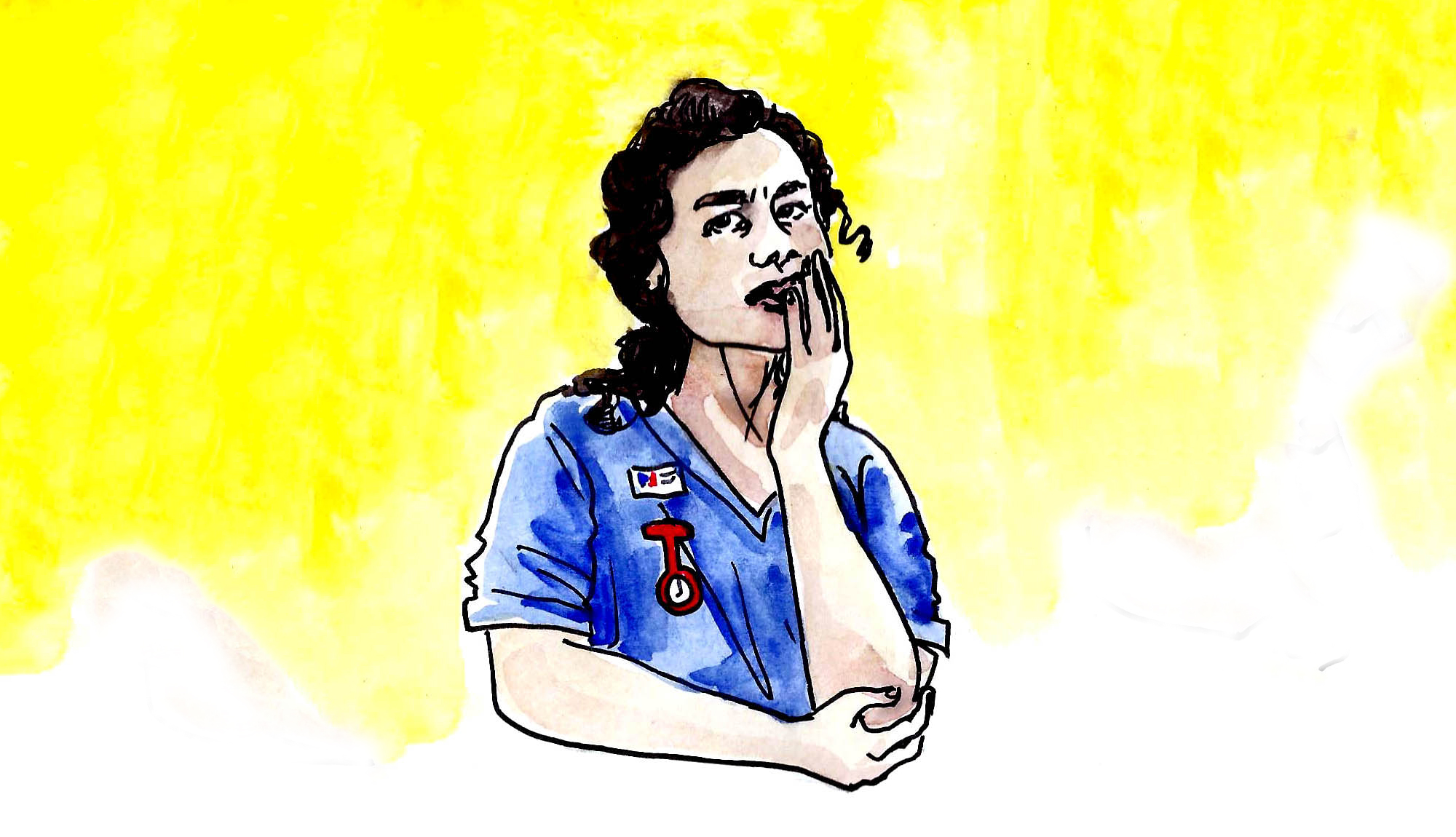 Illustration of a member of nursing staff looking concerned