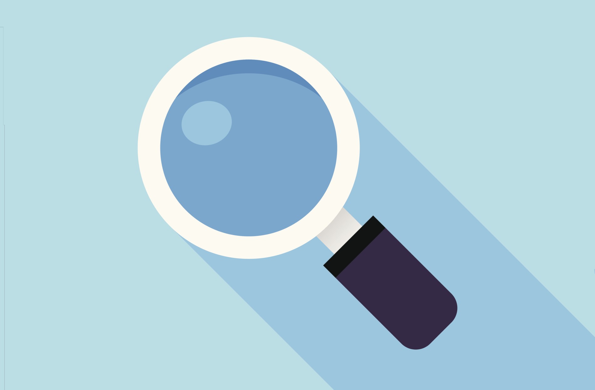 Illustration of a magnifying glass on a blue background