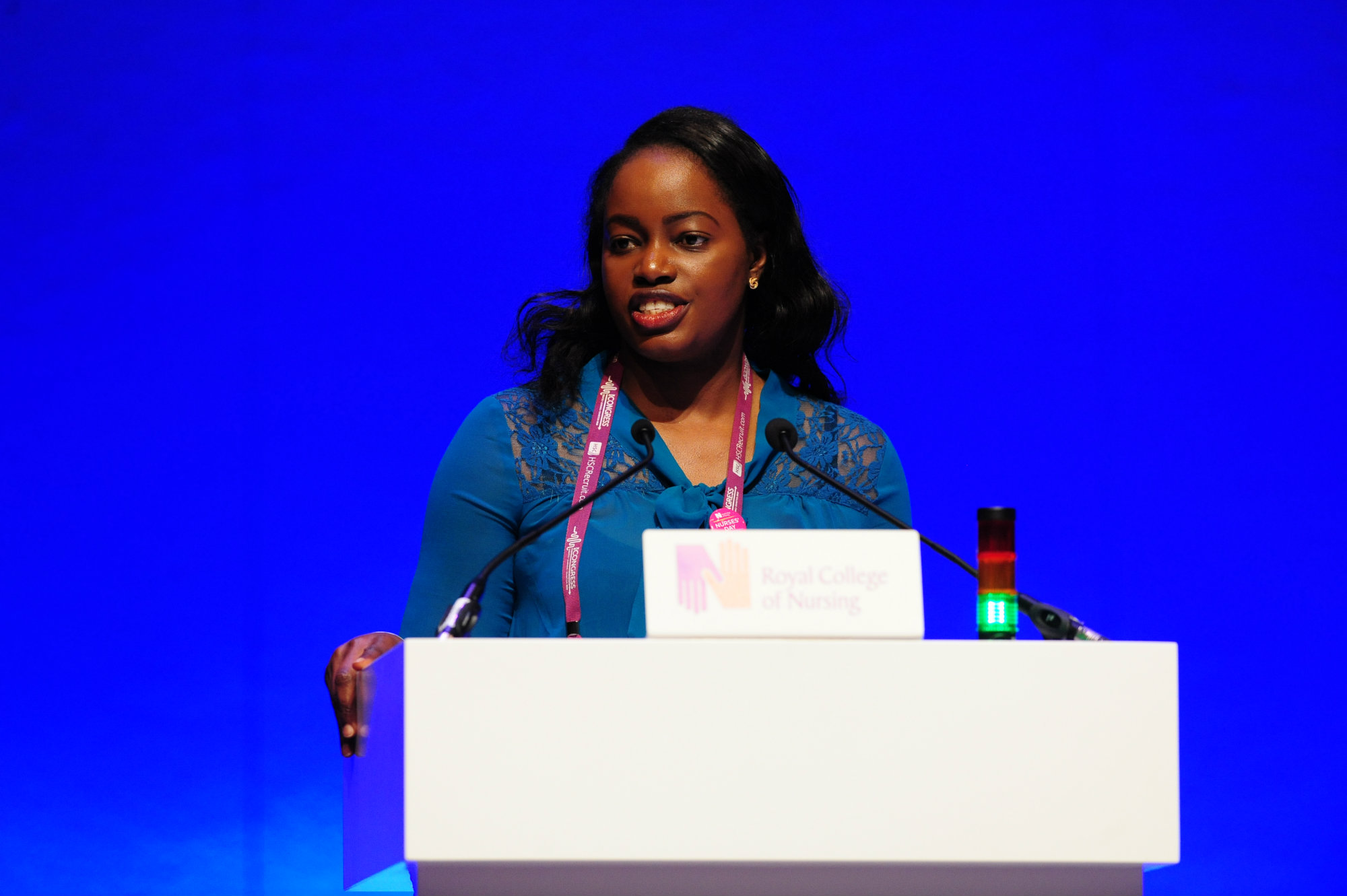 Temitope Soile-Fatoba speaking at the poidum