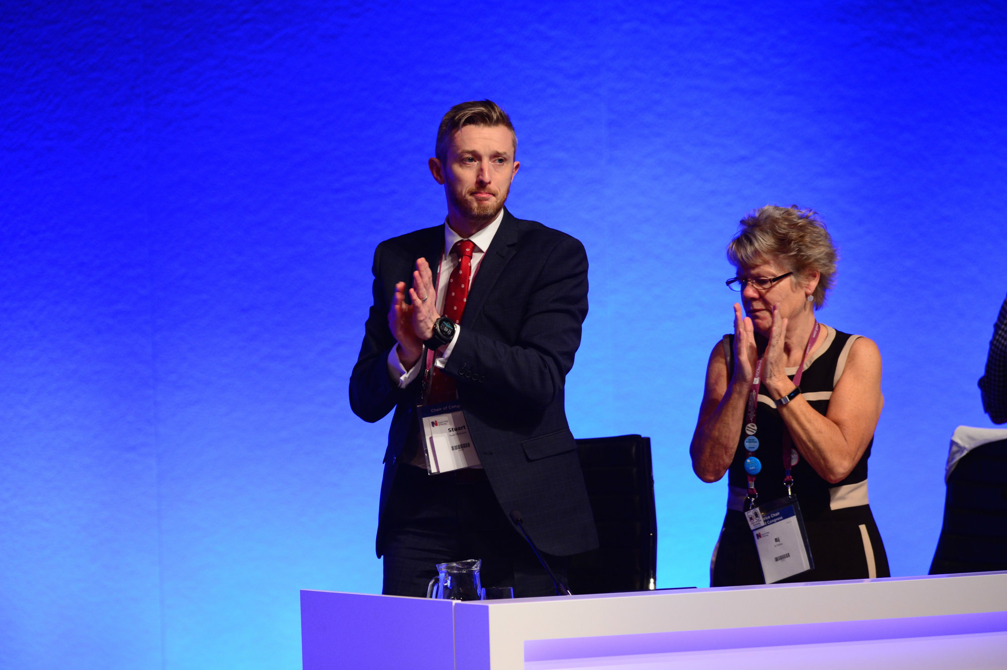 Stuart McKenzie and BJ Waltho applauding at Congress 2018 