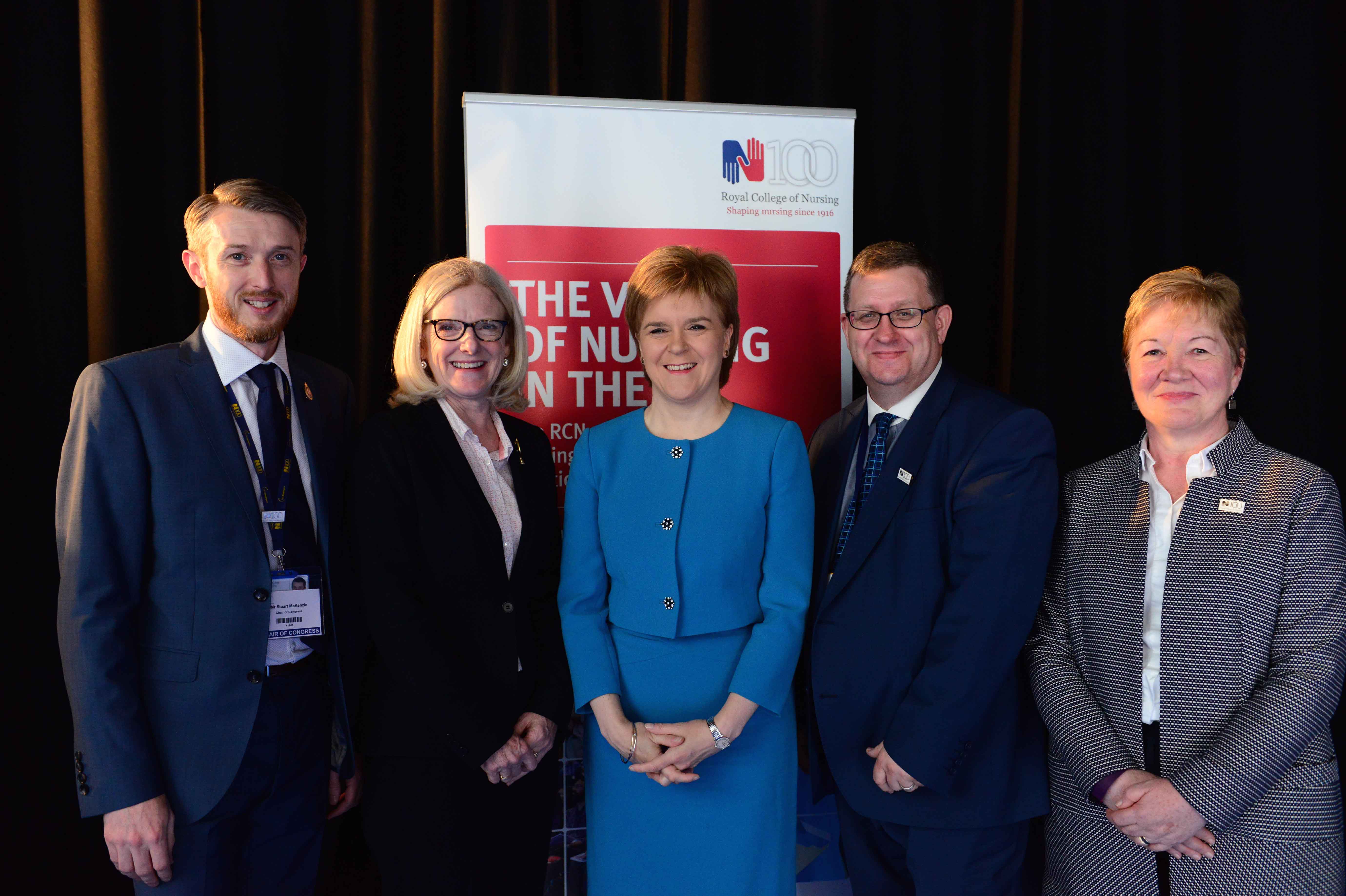 With Chair of Congress Stuart McKenzie, RCN Chief Executive Janet Davies and SNP leader Nicola Sturgeon