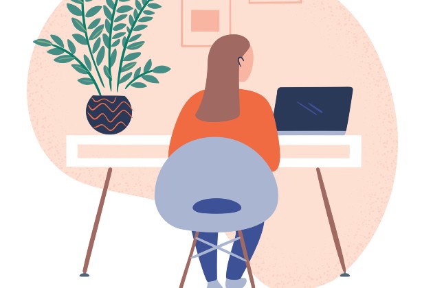 Illustration of a person working at a computer