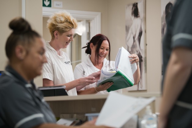 Sarah Morgan and Natalie Metcalfe, nurse associate apprentices at St Martins Care in north-east England
