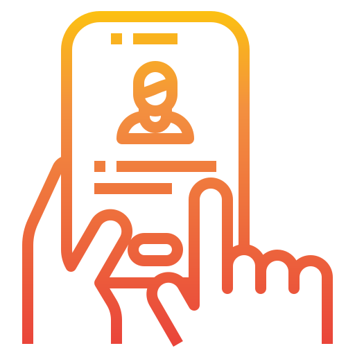 Icon showing profile on mobile phone