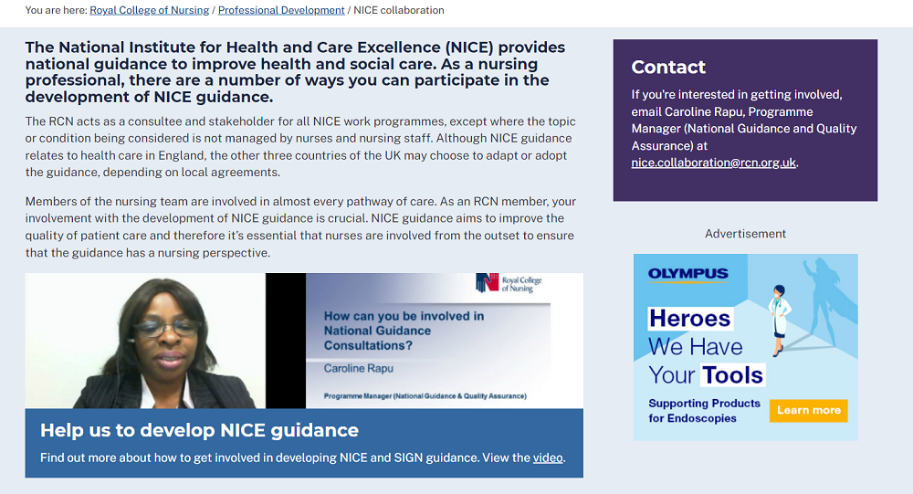 Digital advert Digital advert example on RCN website